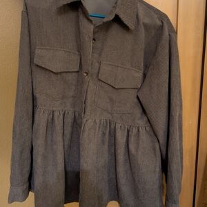 Brown Corduroy Button-Up Shirt